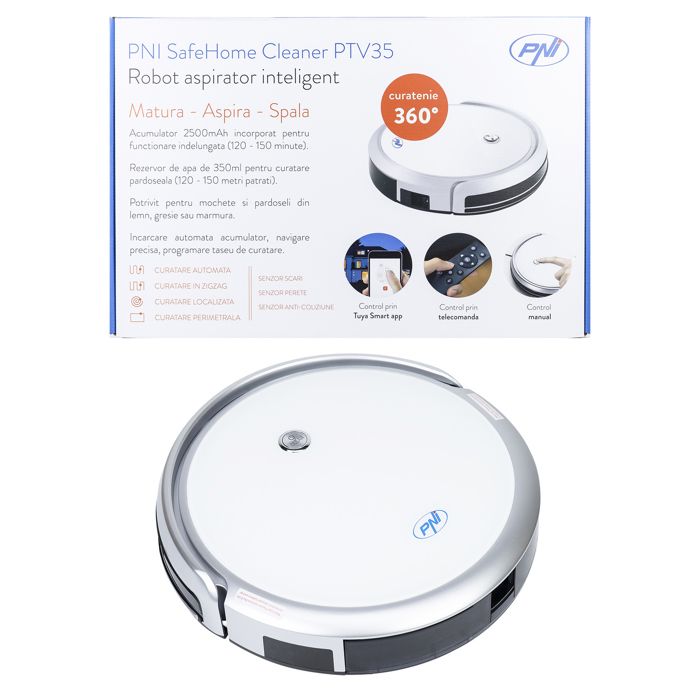 Robot aspirateur intelligent PNI SafeHome Cleaner PTV35 WiFi 30 W Tuya Smart - Pni
