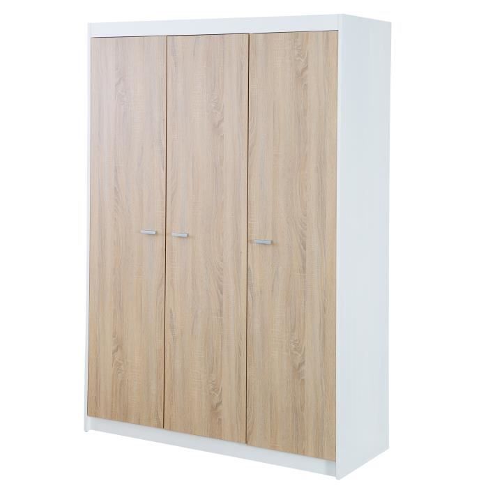 Armoire Bébé 3 Portes Gabriella - ROBA - Blanc / Chêne Sonoma - Penderie et 6 Étagères Armoire Bébé 3 Portes Gabriella - ROBA - Blanc / Chêne Sonoma - Penderie et 6 Étagères