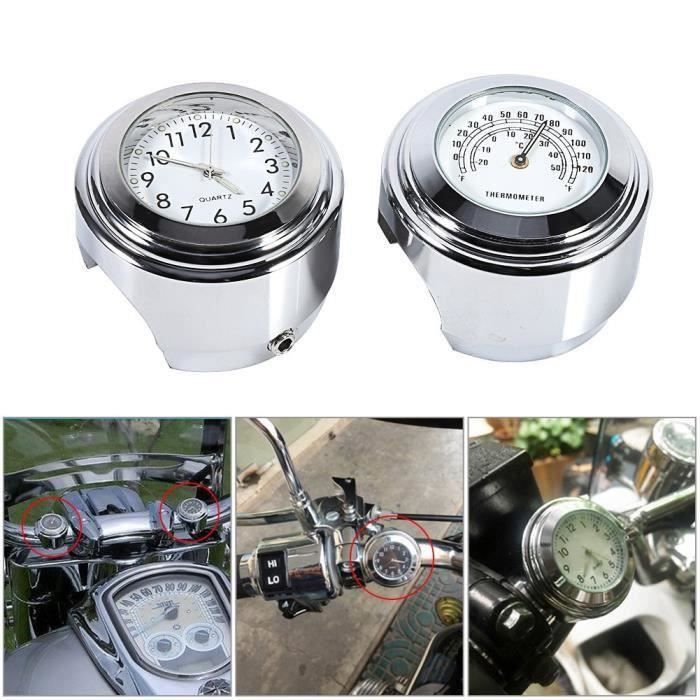 Progrès-Montre de guidon pour moto horloge 7-8 1 Support de guidon Tableau de bord blanc