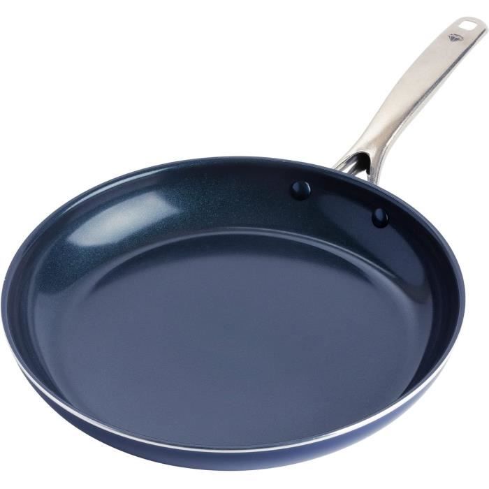 Set De 3 Poêles Antiadhésives Diamant 26-28-30 Cm - Compatible Induction, Sans PTFE/PFOA - Acier Inox & Aluminium