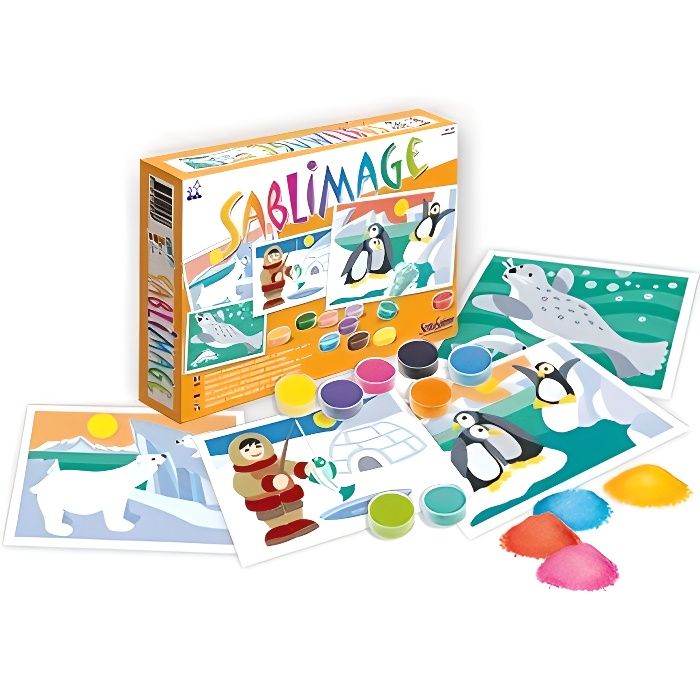 SENTOSPHERE - Sablimage Sur La Banquise - Coffret de 16 à 18 petits pots de sable 4 tableaux - Enfant - Mixte