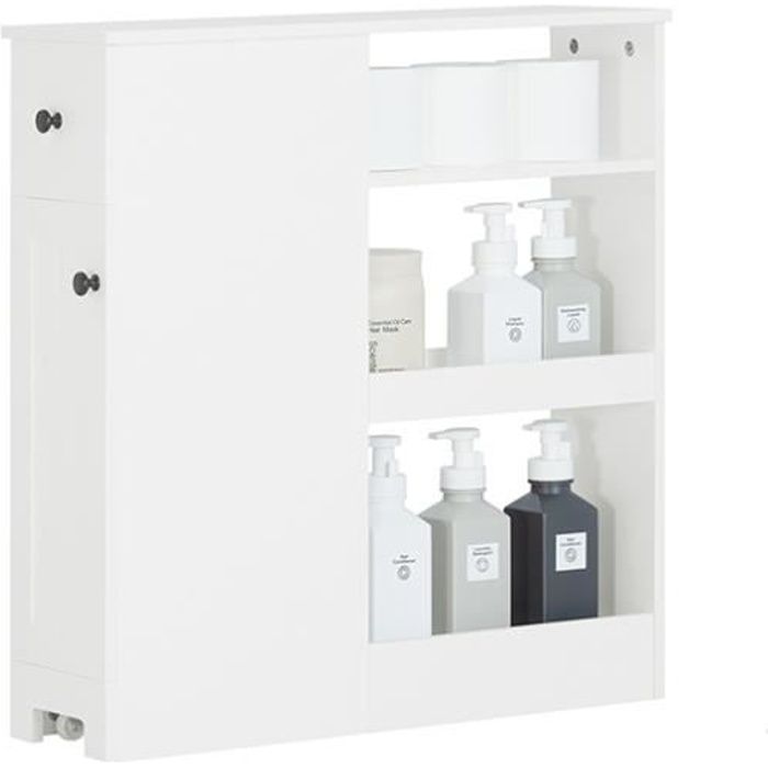 SoBuy FBT106-W Support Imprimante Roulant Bureau Mobile Caisson Meuble de  Rangement Bureau avec tiroir et porte Blanc
