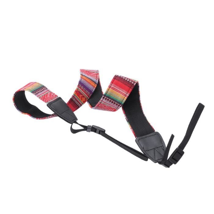 Sangle D'appareil Photo Vintage Réglable - Motifs Colorés, En Coton Durable, Compatible Reflex Et Hybrides