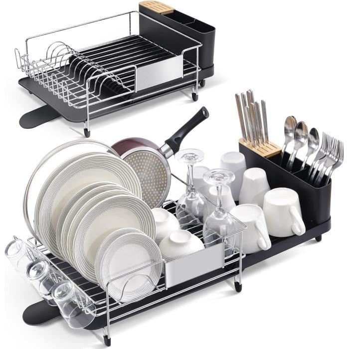 Cozary Égouttoir à Vaisselle Extensible 28-47cm - Égouttoir Cuisine Avec Porte-Couverts Blanc Cozary Égouttoir à Vaisselle Extensible 28-47cm - Égouttoir Cuisine Avec Porte-Couverts Blanc