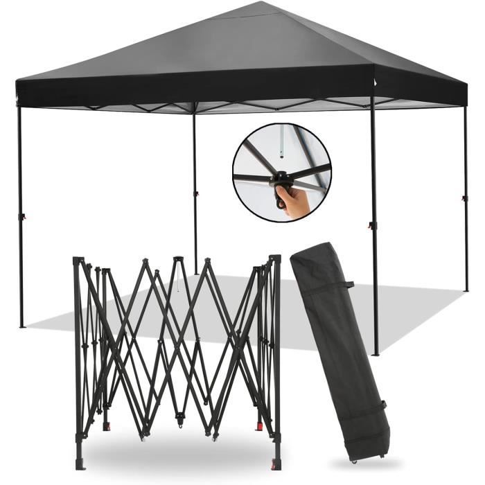Tonnelle Jardin 3x3m Pop-Up - UV 50+ - Avec Sac De Transport à Roulettes - Pour Camping, Fête, Mariage