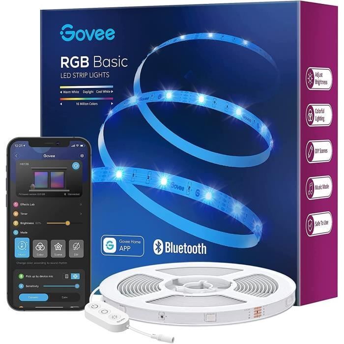Bande LED Connectée LEPRO S2 IA 5M - RGB + Blanc Chaud/froid, Contrôle Bluetooth, Alexa, Google, Synchronisation Musique