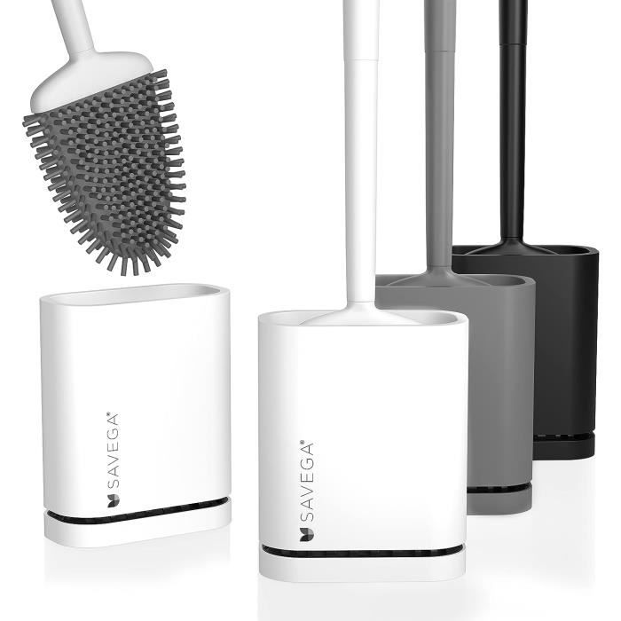 Ovimar Omofyr Brosse WC En Silicone, Avec Ventilation, En Acier Inoxydable, Bac D'égouttement Amovible, Seulement 6 Cm De Large, Debout Ou Fixation Murale Dans La Salle De Bain