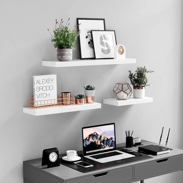 VASAGLE Étagère Murale Tablette Flottante Étagère Suspendue pour Livres Photos décoration en MDF Blanc LWS26WT VASAGLE Étagère Murale Tablette Flottante Étagère Suspendue pour Livres Photos décoration en MDF Blanc LWS26WT