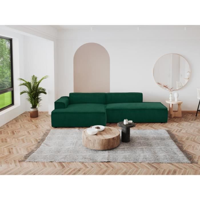 Canapé d'angle 5 places Velours Design Confort Vert