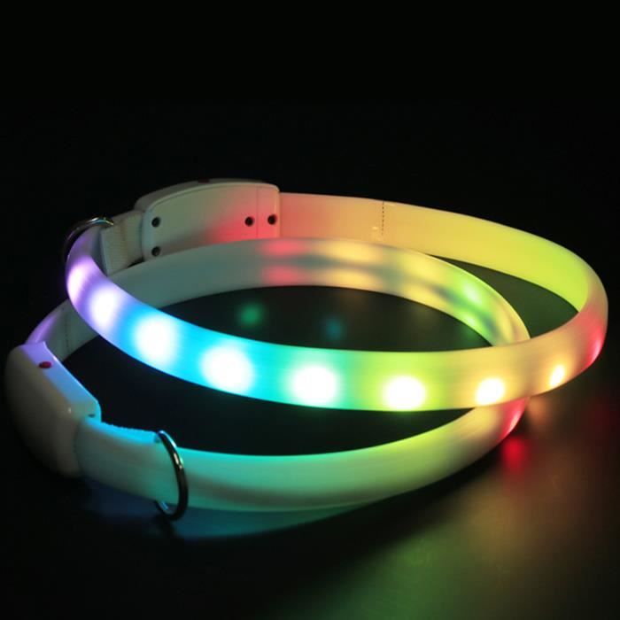 Meilleurs prix pour Collier LED pour chien - VVIKIZY - Réglable - Rechargeable par USB - Sécurité améliorée - Multicolore