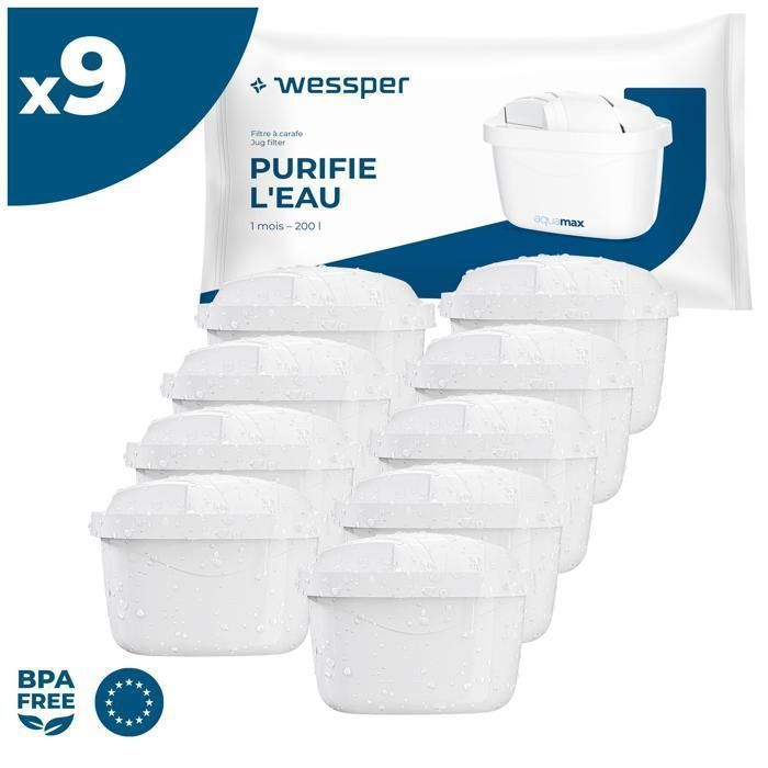 Filtres à Eau Wessper - Compatibles Brita Maxtra+ - 6 Cartouches - Charbon Actif - Pour Carafe