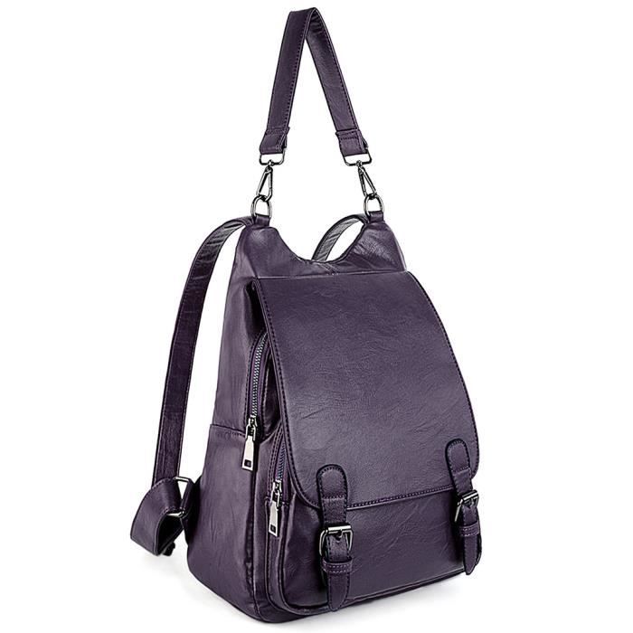Sac à Dos Femme UTO Anti-Vol Convertible - Cuir PU Souple à Franges | Sac D'Épaule Ou Dos, Grandes Poches