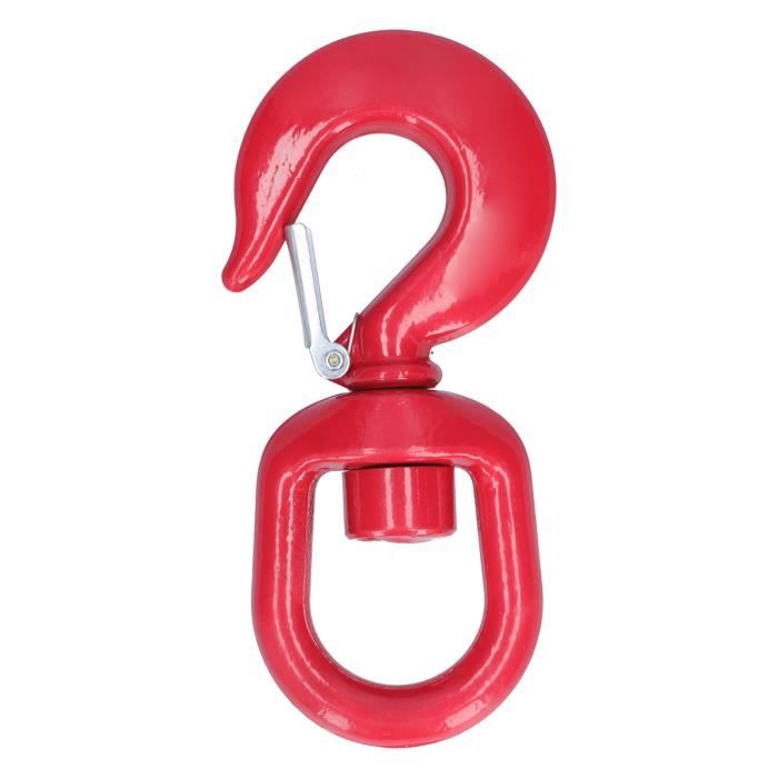Grand Crochet à œil 3 Tonnes Avec Crochet De Sécurité - Acier Allié Rouge, Testé Levage