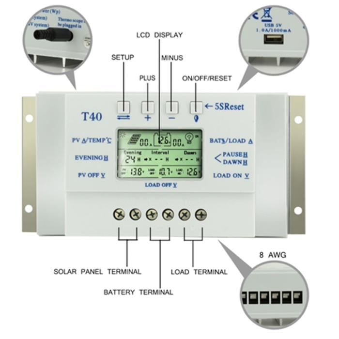 Régulateur De Charge Solaire Pwm - 12/24v - 10a - Unisolar 10.24s - Uniteck