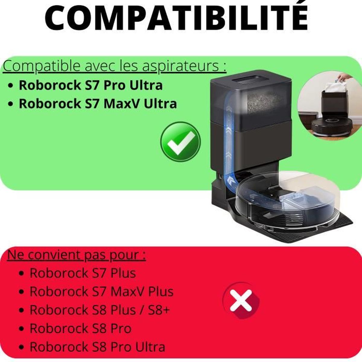 Jajadeal Accessoires pour Roborock S7 MaxV Ultra / S7 Pro Ultra Robot (1  Brosses