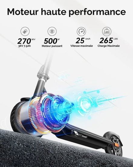 Atomi Trottinette Électrique Alpha - 500W, 30km D'autonomie, 25km/h - Parfaite Pour Les Trajets Urbains