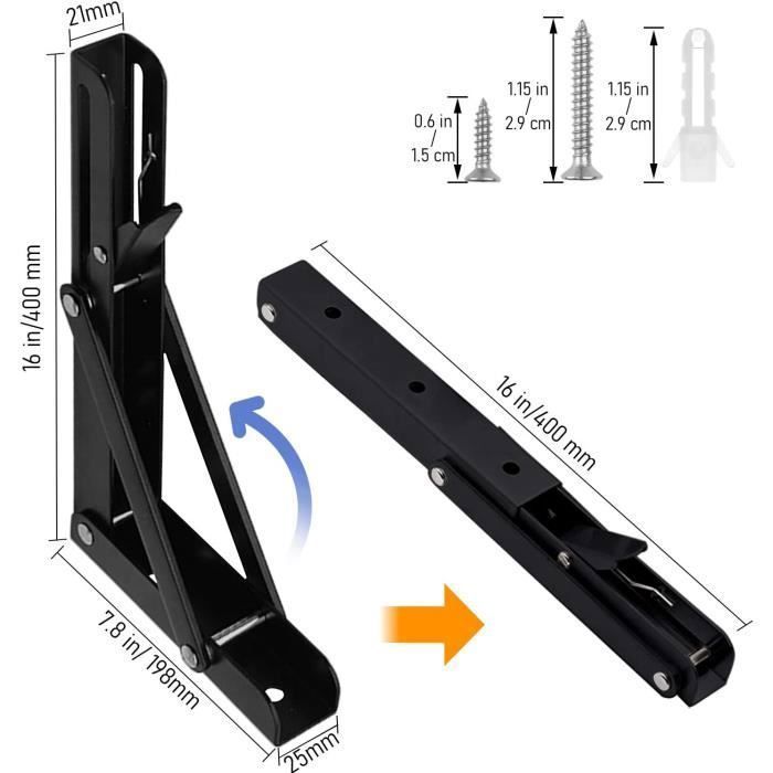 Equerre Etagere 400mm, Support Console Pliable, Acier Inoxydable ...