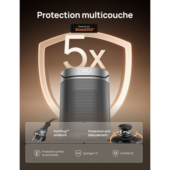 Primevolve Chauffage D'appoint électrique Portable Avec Télécommande