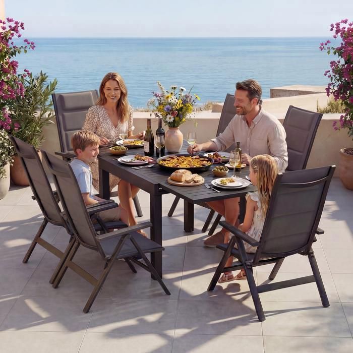 Table de Jardin Extensible en Aluminium | 200kg Fermé / 150kg Ouvert ...