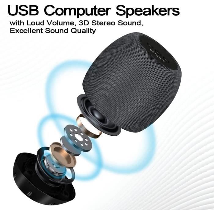Zetiy Haut-Parleur USB pour PC - Enceinte Portable avec stéréo
