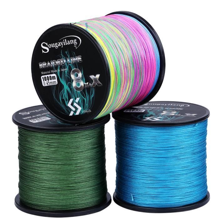 Fil De Pêche Tressé Fluorocarbone 8 Brins - 100m, Couleur Vert Fluo, Haute Sensibilité - Pour Pêche Au Lancer Et Jigging