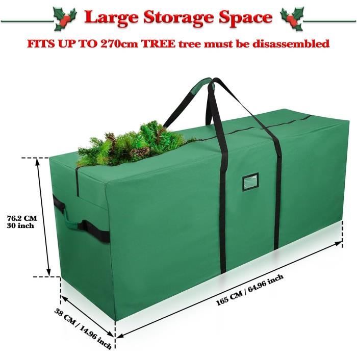 Sac de rangement pour sapin de Noël 122*38*51 cm, tissu Oxford 600D  imperméable à l'eau, avec poignees, Vert - Cdiscount Maison