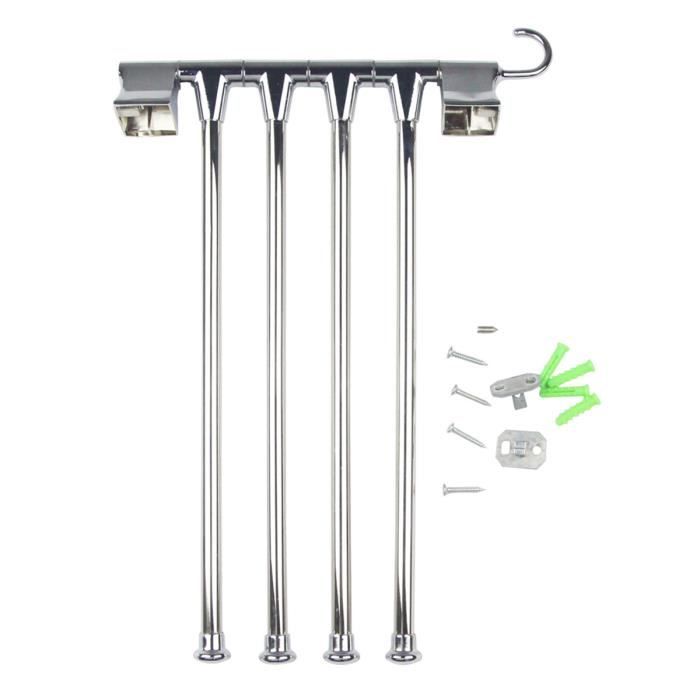 Porte-serviettes Pivotant Mural 2 Bras Acier Inoxydable - Séchoir