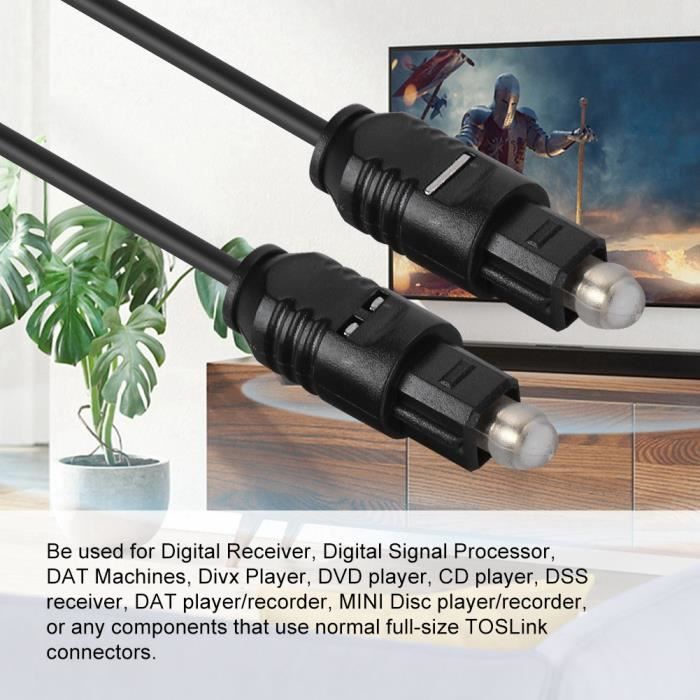 Câble audio numérique optique TosLink Ø 2 mm, 1.5m - Cdiscount TV Son Photo