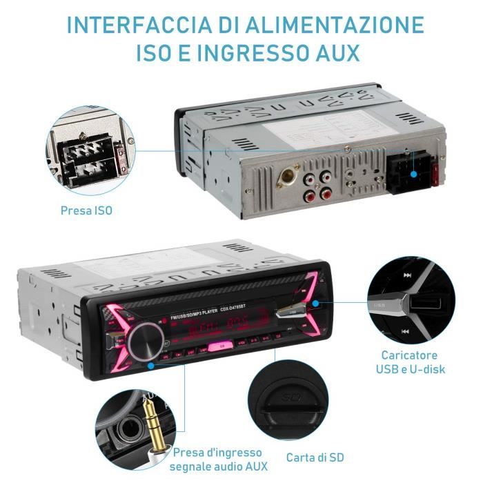 Acheter Autoradio DIN 1 P4022 - 7 couleurs sur les touches - Bluetooth
