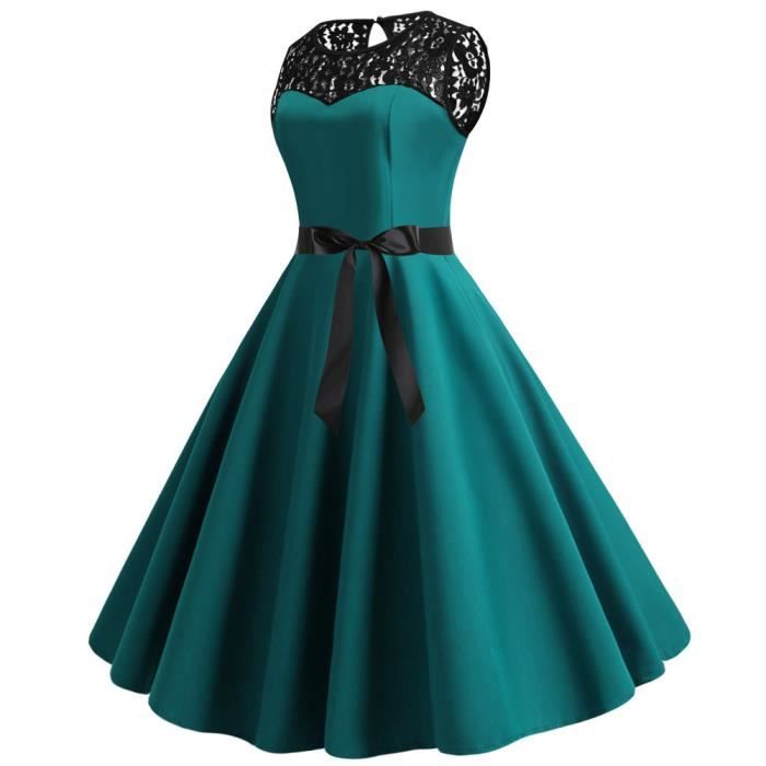Femmes Vintage Retro Robe Rockabilly AnneEs 1950 50 60 Style Casual HabilleE Robes Ruched CoTe Lobe Robe Vintage AnneEs Jade Cdiscount Pret a Porter