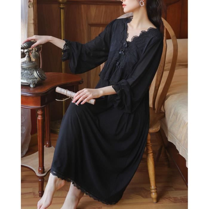 Chemise de nuit noire longue 2025
