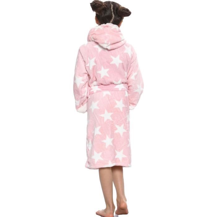 Robe de chambre Luxe Filles Polaire rose Capuche Imprimé