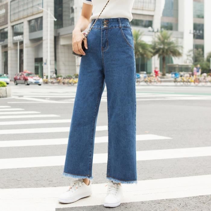 Jeans Jean Vintage taille haute pour femme pantalon en Denim Streetwear a jambes droites mode coreenne Y2k 2022 NO.2 Deep Blue A Blanc Cdiscount Pret a Porter