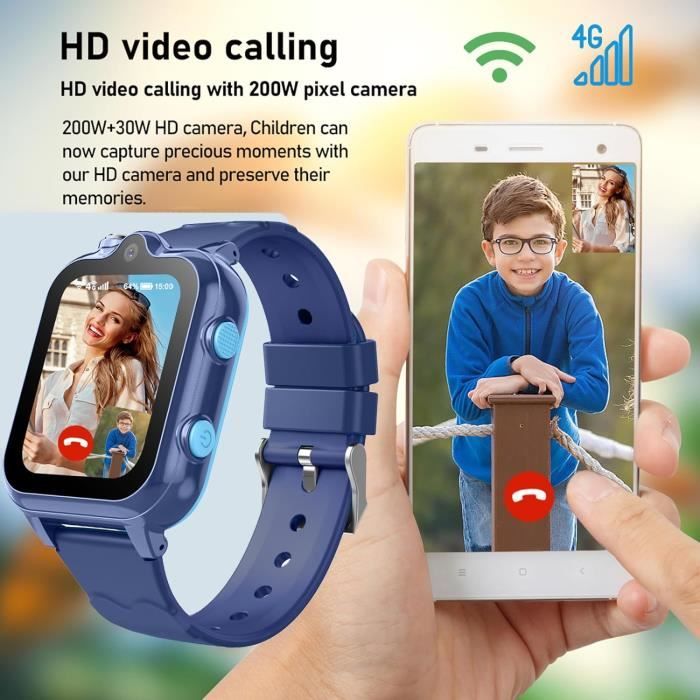 Montre Connectée Enfants 4G GPS 1G+8 G Montre WiFi Appel Vidéo SOS - HD-  Gris - Cdiscount Téléphonie
