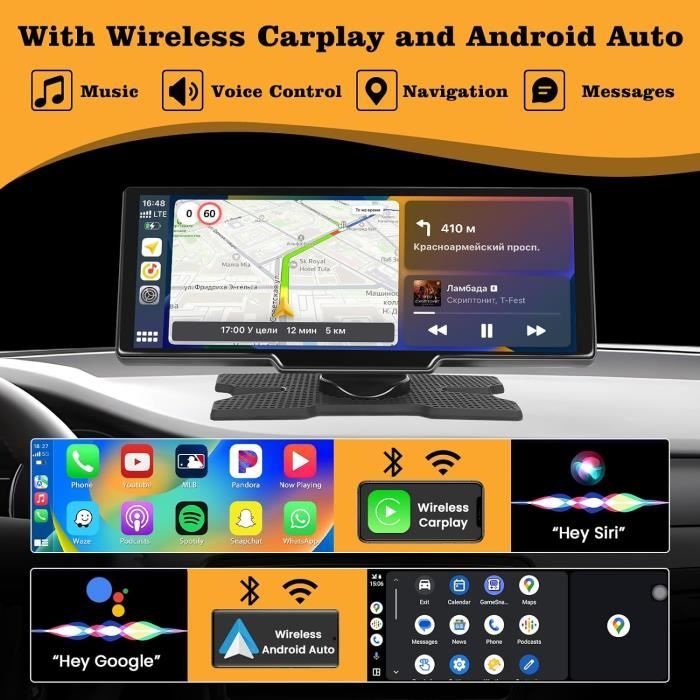 Autoradio Carplay Sans Fil Android Auto 4K Dash Cam, 9,3 Pouces