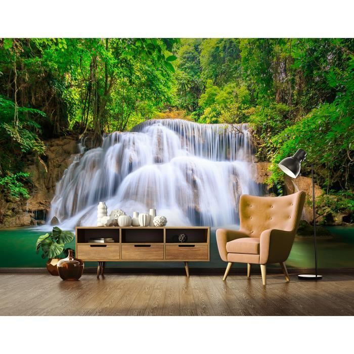 Papier Peint Intissé Cascade Paysage Nature 3D 368x254 cm Spa Chute d ...