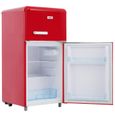 Réfrigérateur congélateur haut - 2 Portes - 72 L ( 21+51) - Classe E - Pose libre - L50 x  l51 x H95,8 cm - Rouge-2