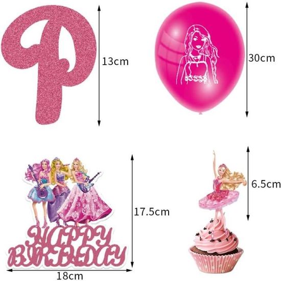 Décoration de fête d'anniversaire princesse Barbie pour filles