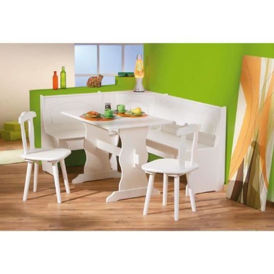 Coin Repas D Angle Avec Table Et Chaise En Pin Massif Blanc Achat Vente Chaise Blanc Pin Massif Cdiscount