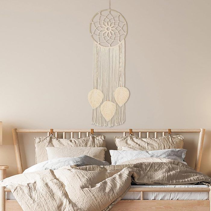 Carillon à vent,Attrape-rêve rond en macramé fait à la main, lune et Carillon à vent,Attrape-rêve rond en macramé fait à la main, lune et