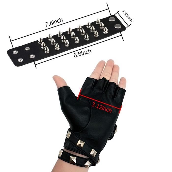 Gants Steampunk Demi-doigts En PU Cuir - Style Punk Rock, Unisexe, Pour Concerts, Cyclisme, Cosplay - 4