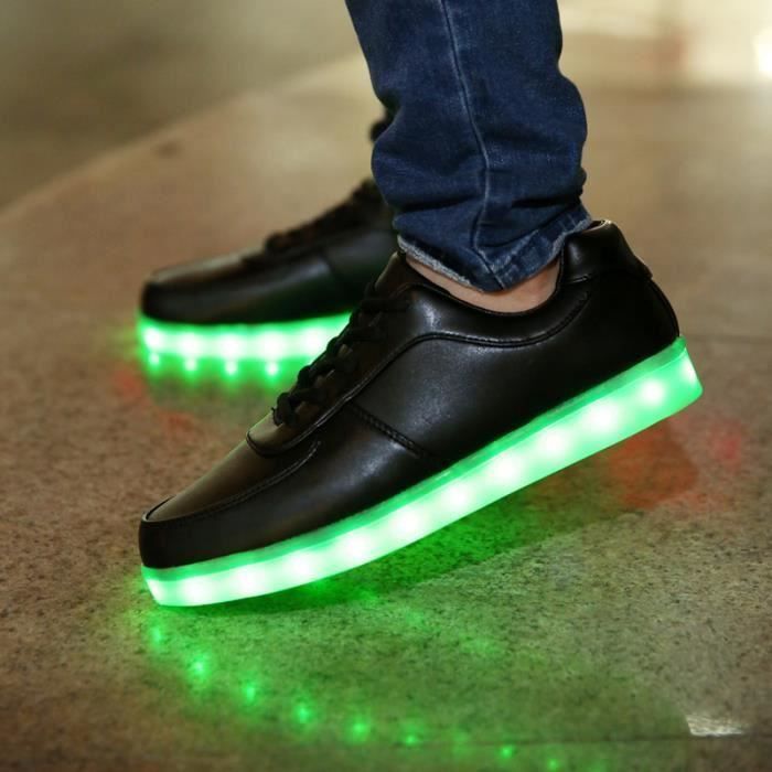 7 Couleur Homme USB Charge LED Chaussure Lumineuse Lumineux