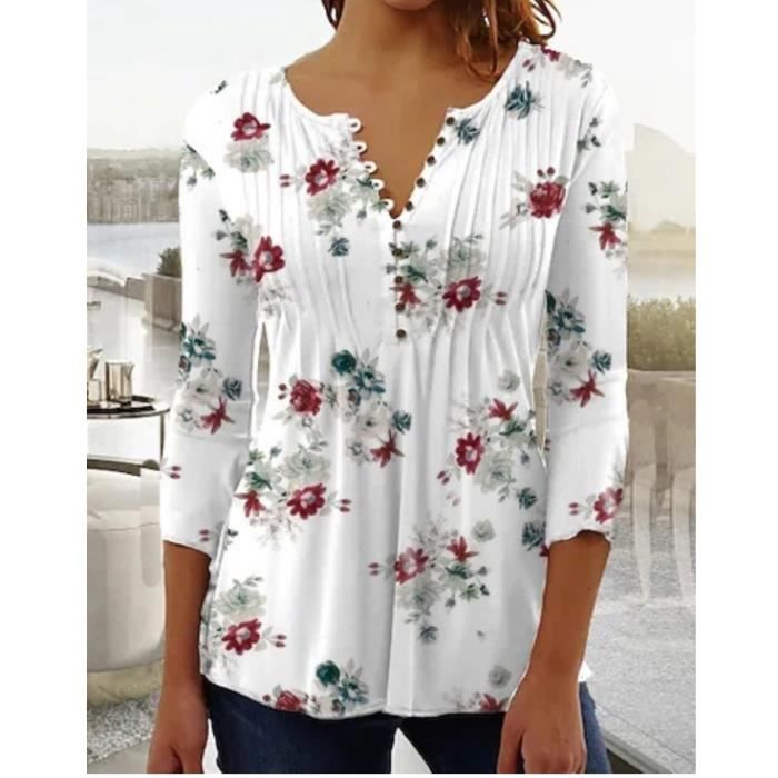 Chemise Chemise fleurs pour femmes chemisier boutons imprim