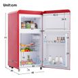 Réfrigérateur congélateur haut - 2 Portes - 72 L ( 21+51) - Classe E - Pose libre - L50 x  l51 x H95,8 cm - Rouge-3