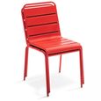 Ensemble table et chaises de jardin - Oviala - Rouge - 180 x 90 x 72 cm - Acier-3