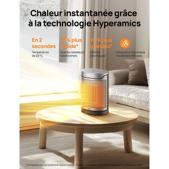 Radiateur Électrique Céramique Portable Dreo 1500W - Chauffage D'Appoint Économe A+++