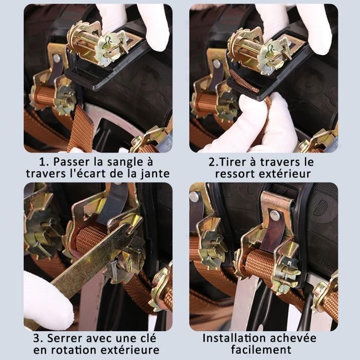 Chaînes à Neige Voiture En Acier - Taille S (pneus 165-215 Mm) - Antidérapantes Pour Glace, Neige, Boue