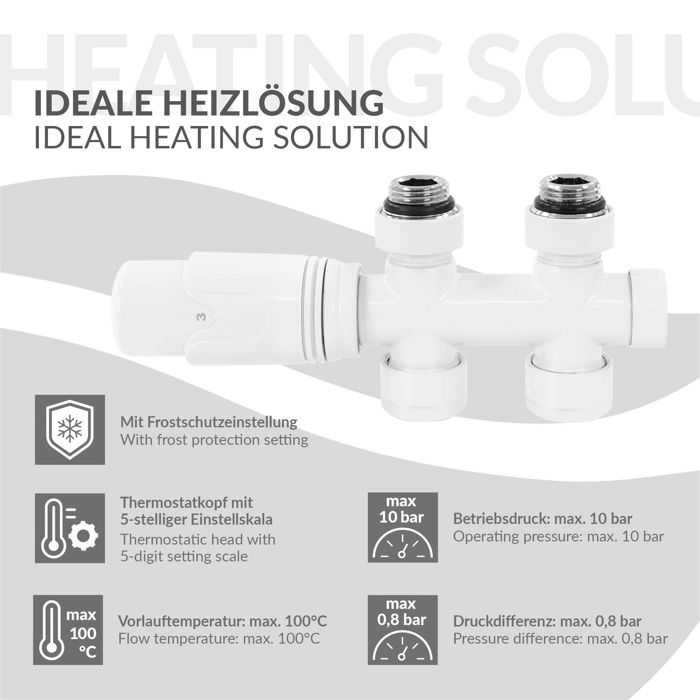 Kit Radiateur ECD Germany Kit de raccordement central avec thermostat pour radiateurs ...