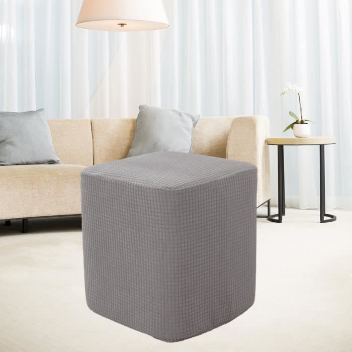 Pouf Carré en Tissu Castine 40cm Naturel - www
