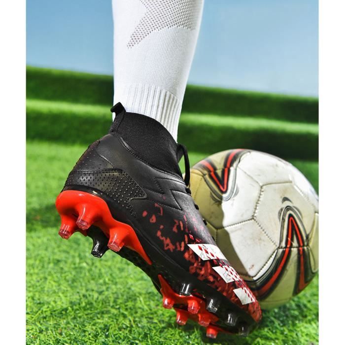 Chaussures de Football Homme Crampons Foot Professionnel Entrainement  Adolescents Chaussures de Sport- Rouge Noir noir - Cdiscount Sport
